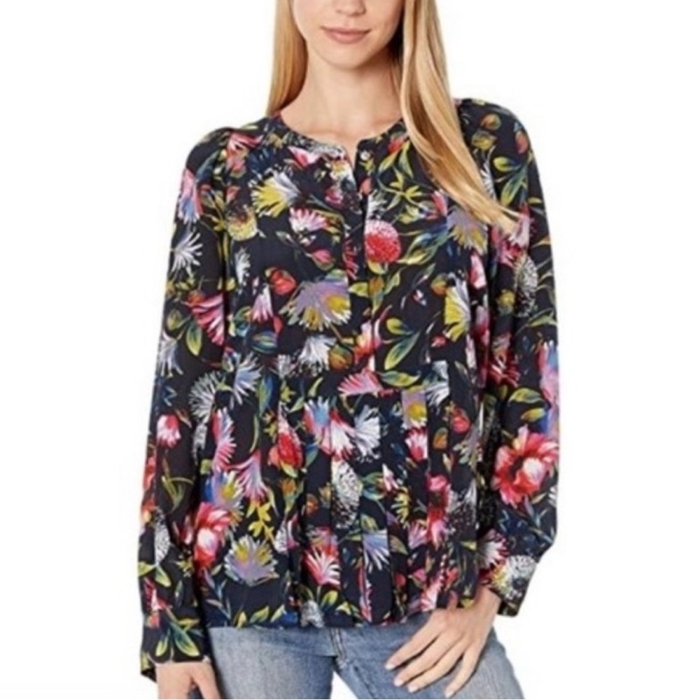 J. Crew Multicolor Floral Blouse XS 100%silk